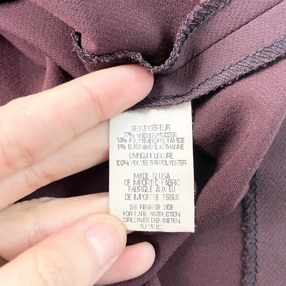 Theory Womens 6 Pavita‎ Trinity 2 Dress Ponte Stretch Knit Burgundy Faux Wrap - Picture 10 of 11